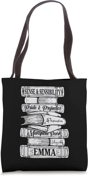 Jane Austen Pride and Prejudice & Mr. Darcy Book Stack Fans Tote Bag