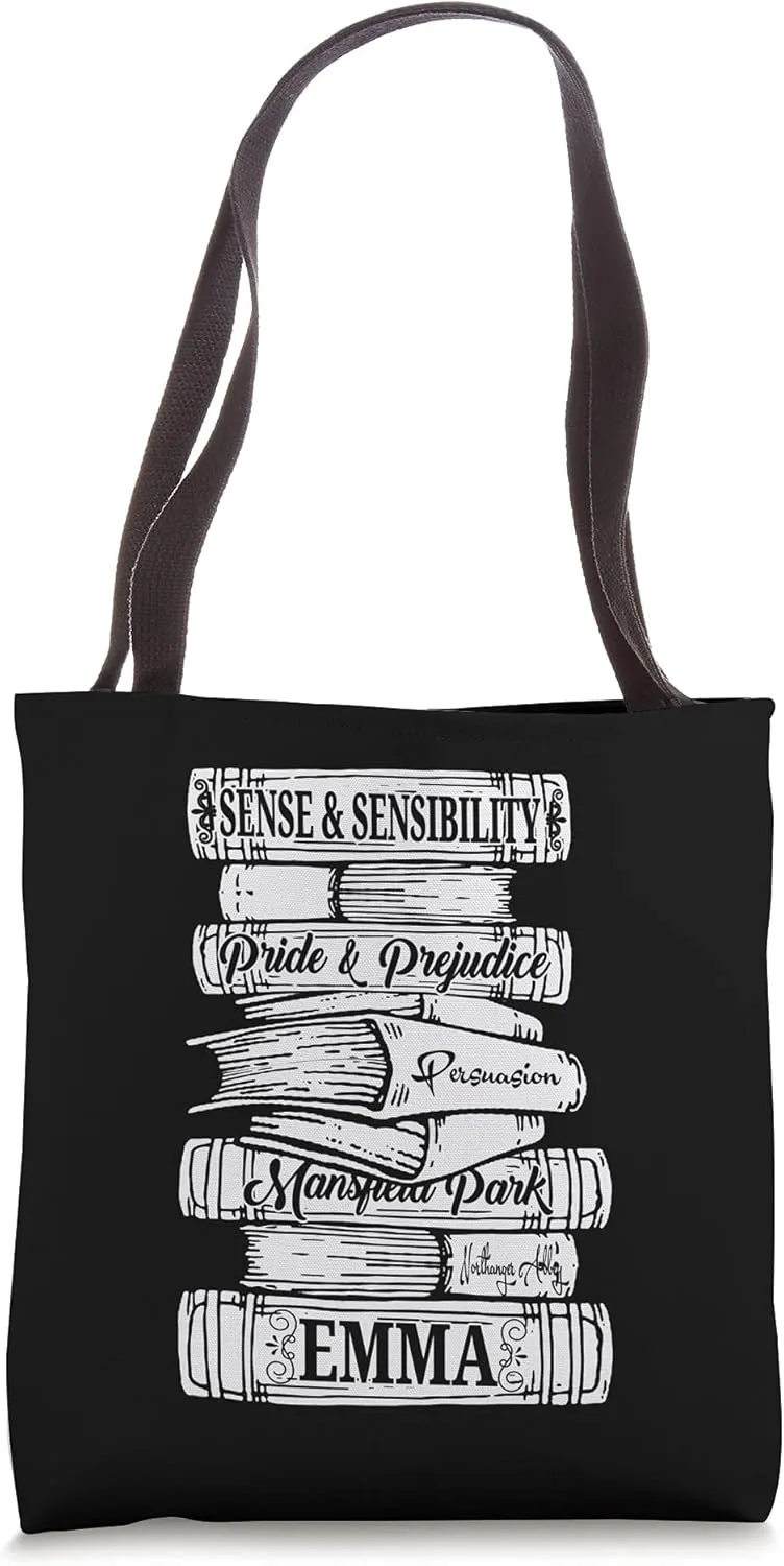 Jane Austen Pride and Prejudice & Mr. Darcy Book Stack Fans Tote Bag