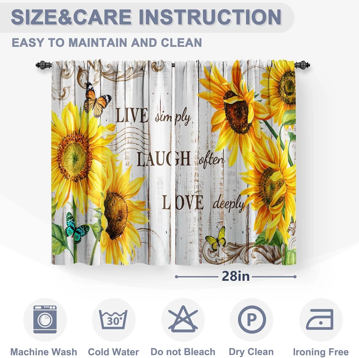 Jekeno Kitchen Curtains Sets for Windows - Farmhouse Forest Cabin Country Bear Deer Nature Printed Short Half Cafe Curtain for Dining Room Bathroom Camper Decor Rod Pocket Window Drapes 36Inch Length