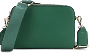 JESSIE & JAMES Triple Zip Crossbody Concealed Carry Bag Small Crossbody Camera Bag Purse with Wide Shoulder Strap