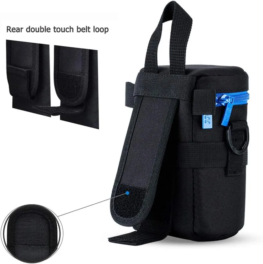 JJC Camera Lens Pouch Case for Canon EF 35mm Nikon Nikkor AF-S 55-200mm 18-300mm Tamron AF 18-200mm Fujifilm XF 56mm & More, Zipper Polyester Lens Protective Bag Interior Size 3.1x5.3”