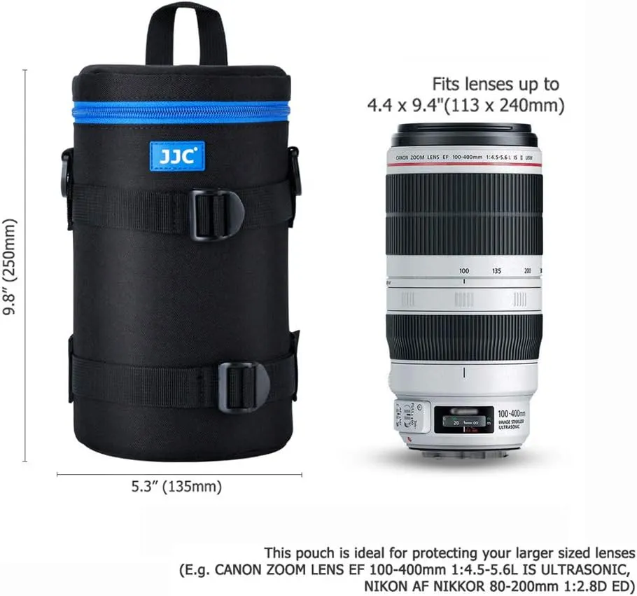 JJC Camera Lens Pouch Case for Canon RF 600mm EF 70-200mm Nikon Nikkor AF-S 70-200mm AF 80-200mm & More, Zipper Polyester Lens Protective Bag Interior Size 4.3x8.9”