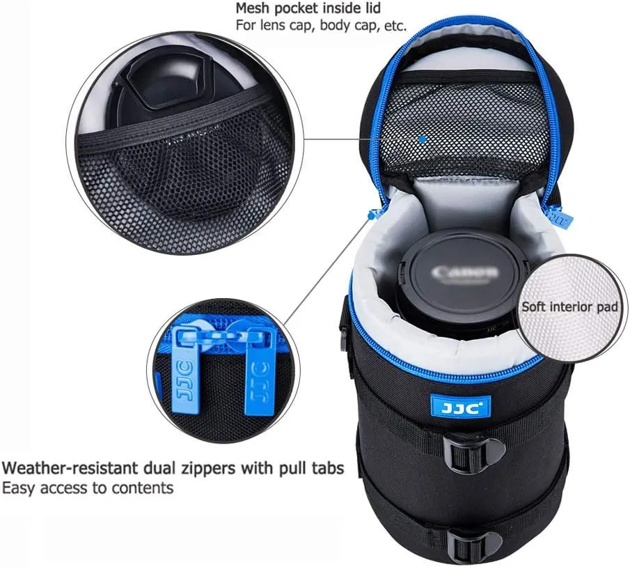 JJC Camera Lens Pouch Case for Canon RF 600mm EF 70-200mm Nikon Nikkor AF-S 70-200mm AF 80-200mm & More, Zipper Polyester Lens Protective Bag Interior Size 4.3x8.9”
