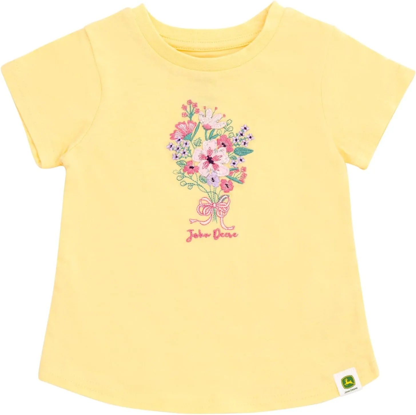 John Deere Floral Girls T-Shirt and French Terry Shorts Outfit Set Toddler to Little Kid Sizes (2T - 7-8)