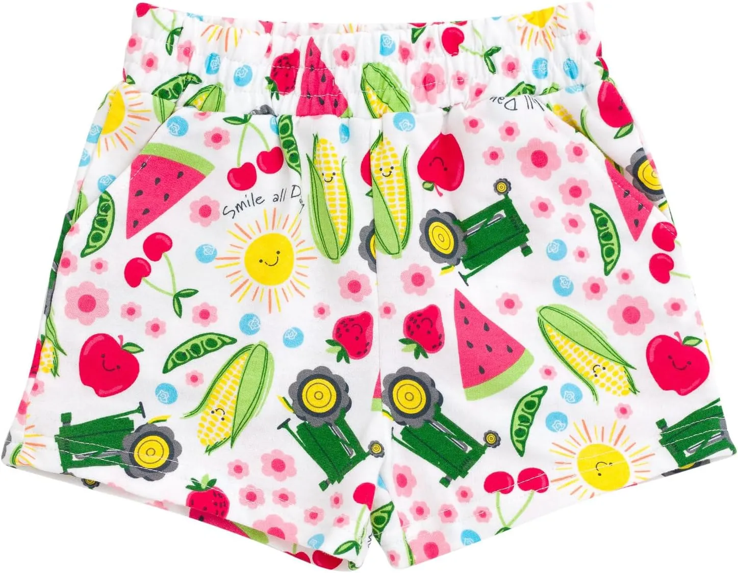 John Deere Floral Girls T-Shirt and French Terry Shorts Outfit Set Toddler to Little Kid Sizes (2T - 7-8)