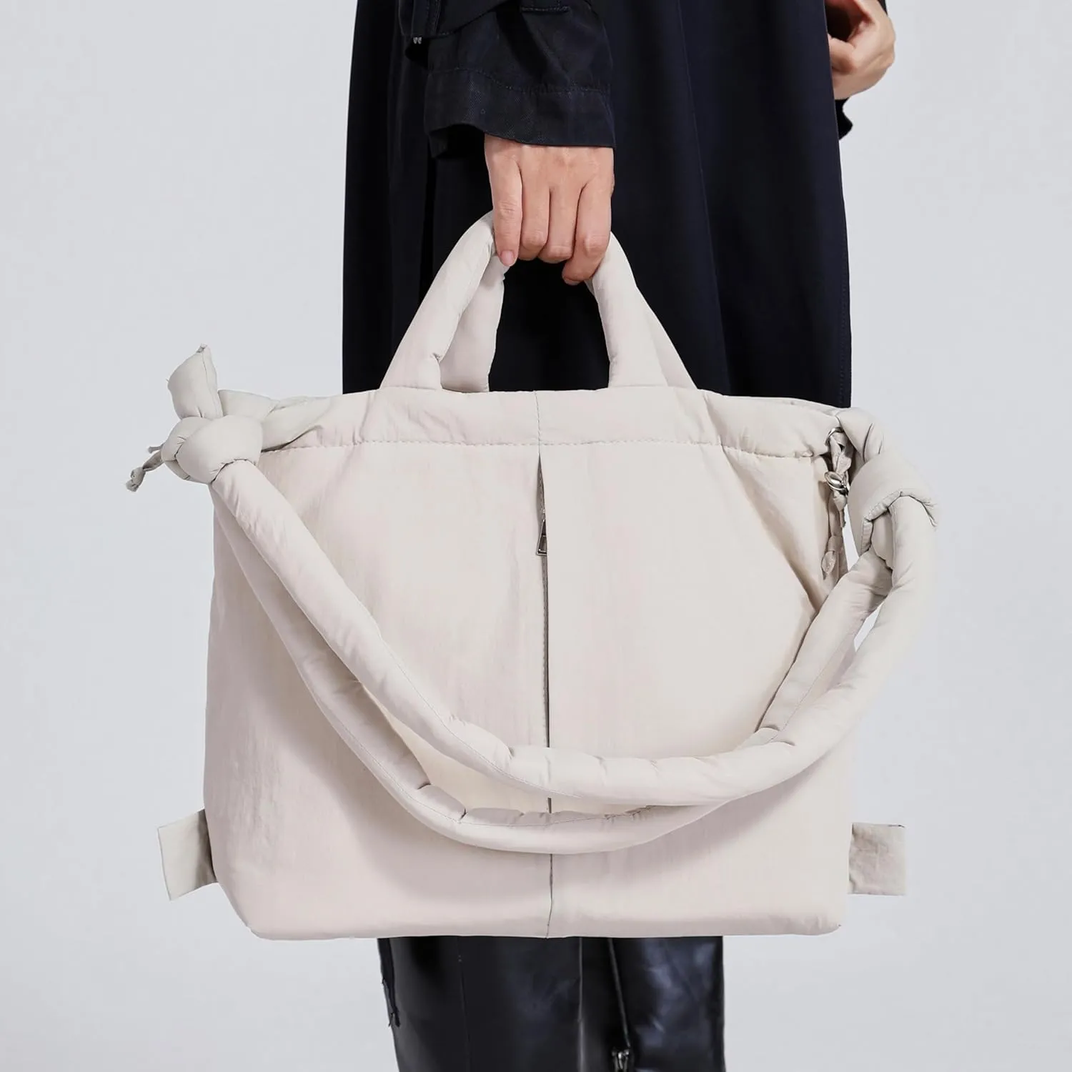 JOLLQUE Puffer Tote Bag for Women,Winter Backpack Handbag,Lightweight Autumn Puffy Carry On Work Bag,Padded Shoulder Bag