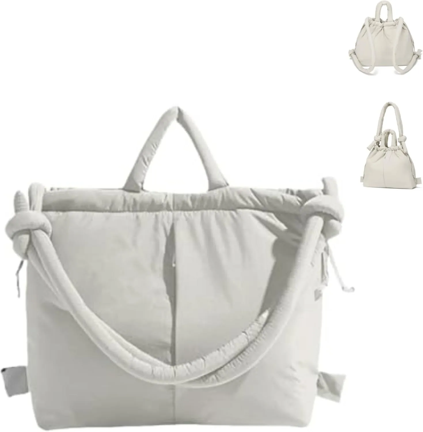 JOLLQUE Puffer Tote Bag for Women,Winter Backpack Handbag,Lightweight Autumn Puffy Carry On Work Bag,Padded Shoulder Bag