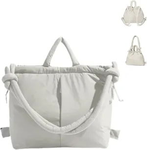 JOLLQUE Puffer Tote Bag for Women,Winter Backpack Handbag,Lightweight Autumn Puffy Carry On Work Bag,Padded Shoulder Bag