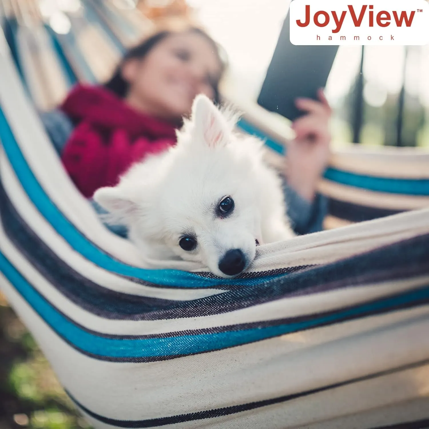 JoyView Brazilian Hammock for Single Preson Portable Hammock with Hanging Ropes & Carry Bag Large 78.8x39.4” Cotton Hammock for Patio 300LBS Capacity Perfect for Outdoor/Indoor - Red Stripes