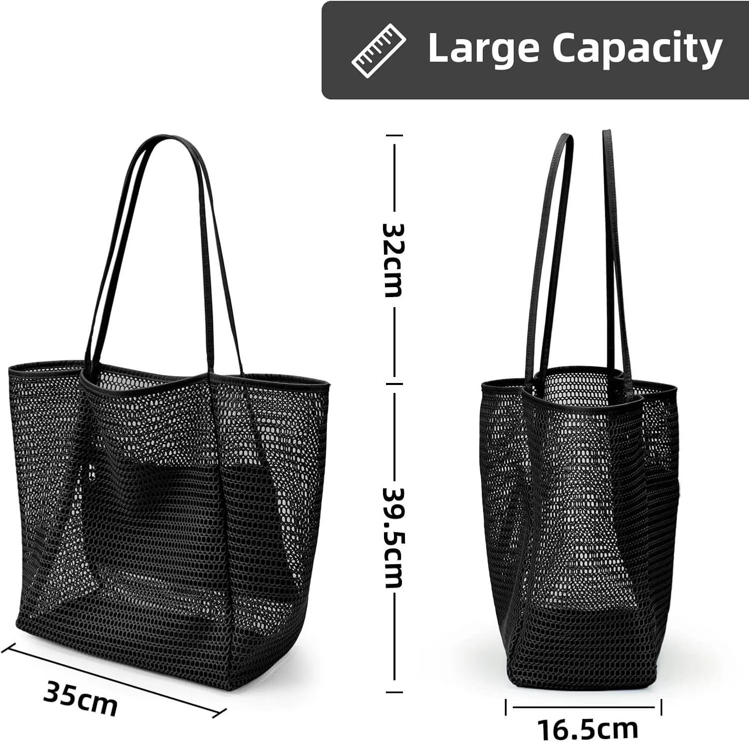 KALIDI BeachNylon Mesh Tote Bag, Casual Tote Bag Hobo Women Foldable MAX 23L Shoulder Bag For Beach Picnic Vacation