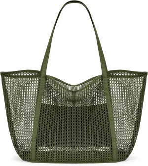 KALIDI FANCY FOREST Beach Mesh Tote Bag, Womens Shoulder handbag MAX 27L Grocery Bag