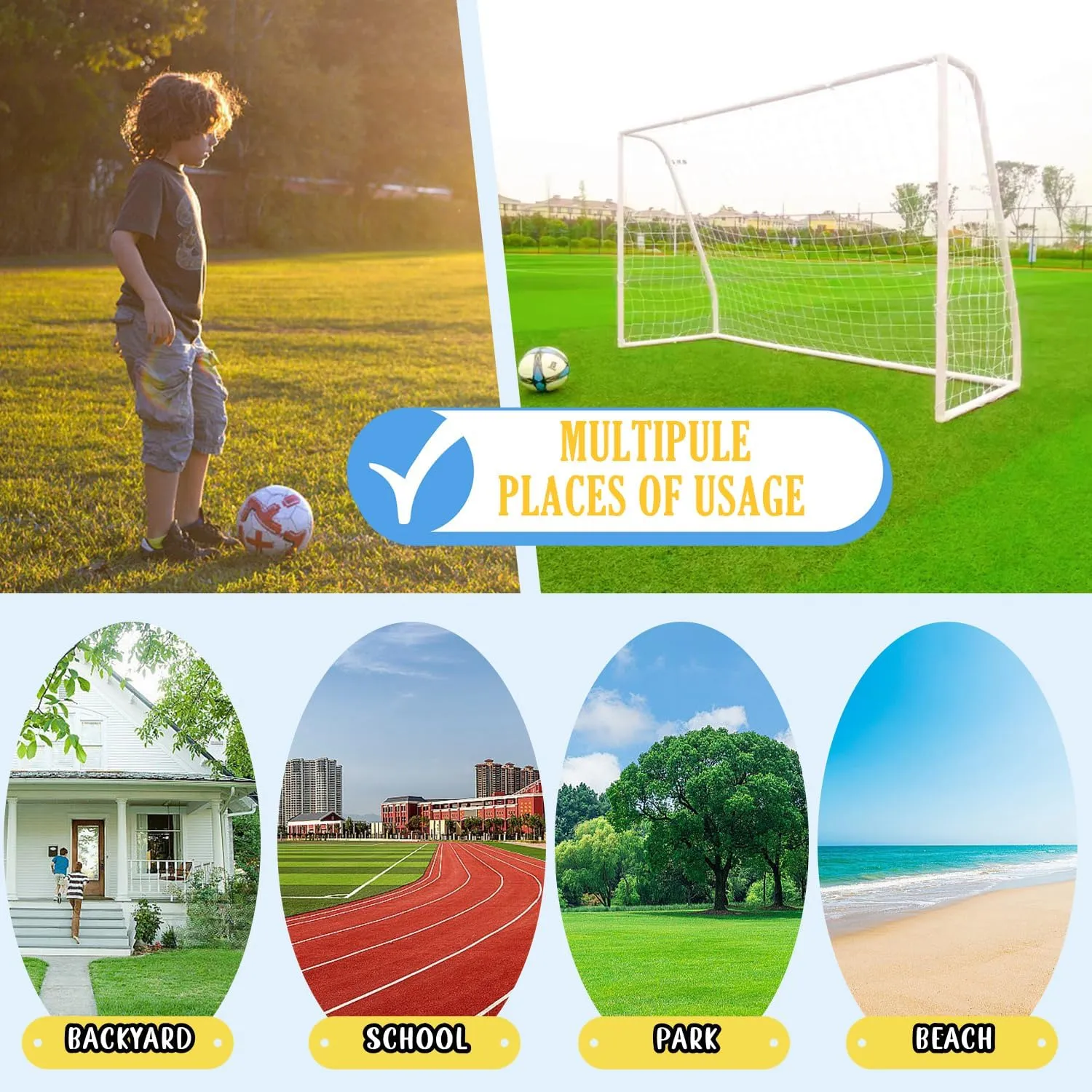 KATARUS Soccer Goal 12x6FT/10x6.5FT/8x6FT/8x5FT/6x4FT Outdoor Soccer Net Goals for Backyard with Weatherproof UPVC Frame & Ground Stakes Portable PVC Soccer Goal Post for Adults & Youth Training