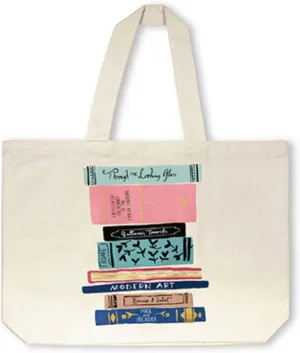 kate spade new york Cute Extra Large Canvas Tote Bag for Women, Canvas Beach Bag, Book Tote with Pocket, Stack of Classics