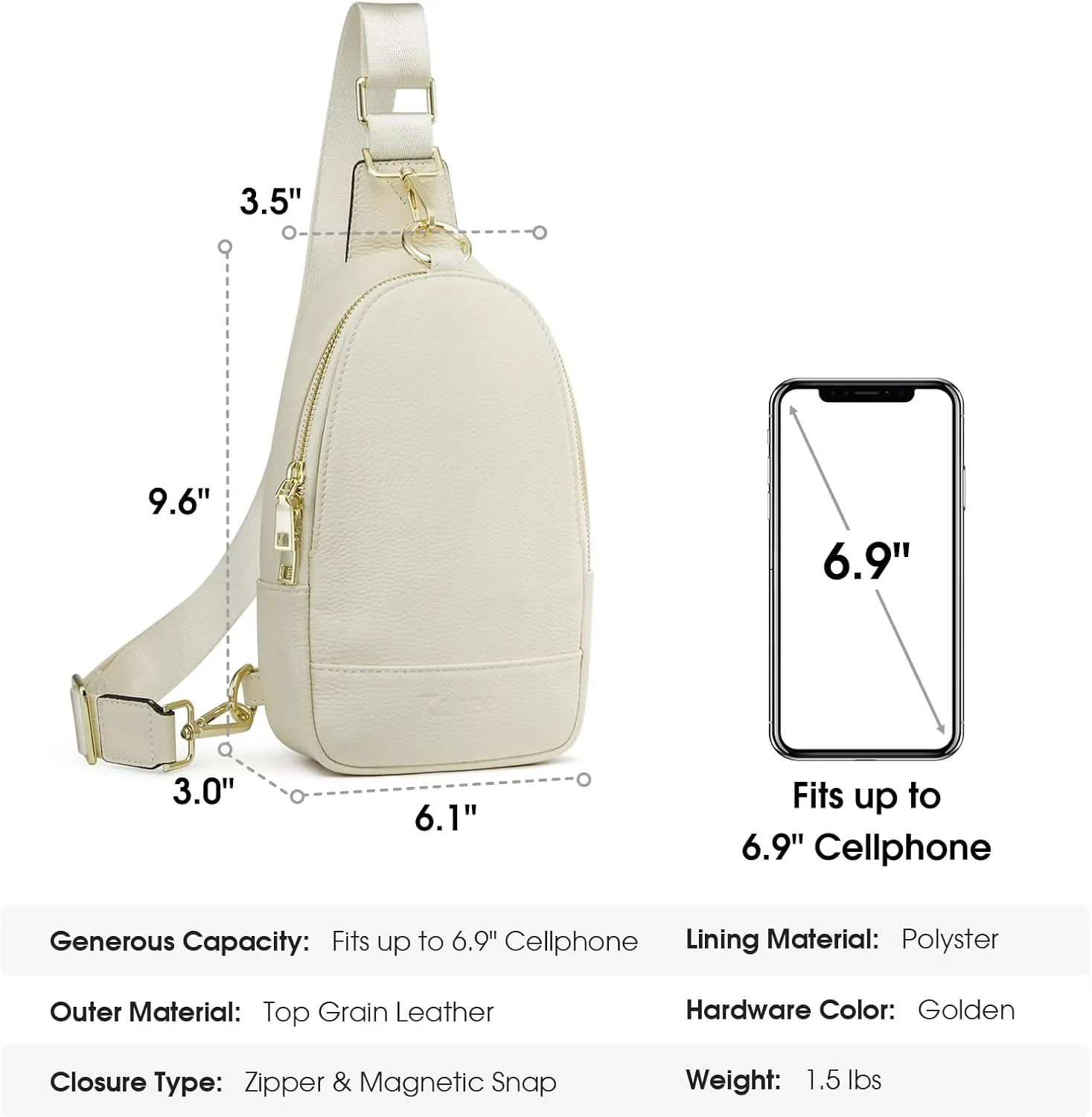Kattee Sling Bag for Women, Leather Fanny Packs for Women, Small Crossbody Chest Bag with RFID Blocking