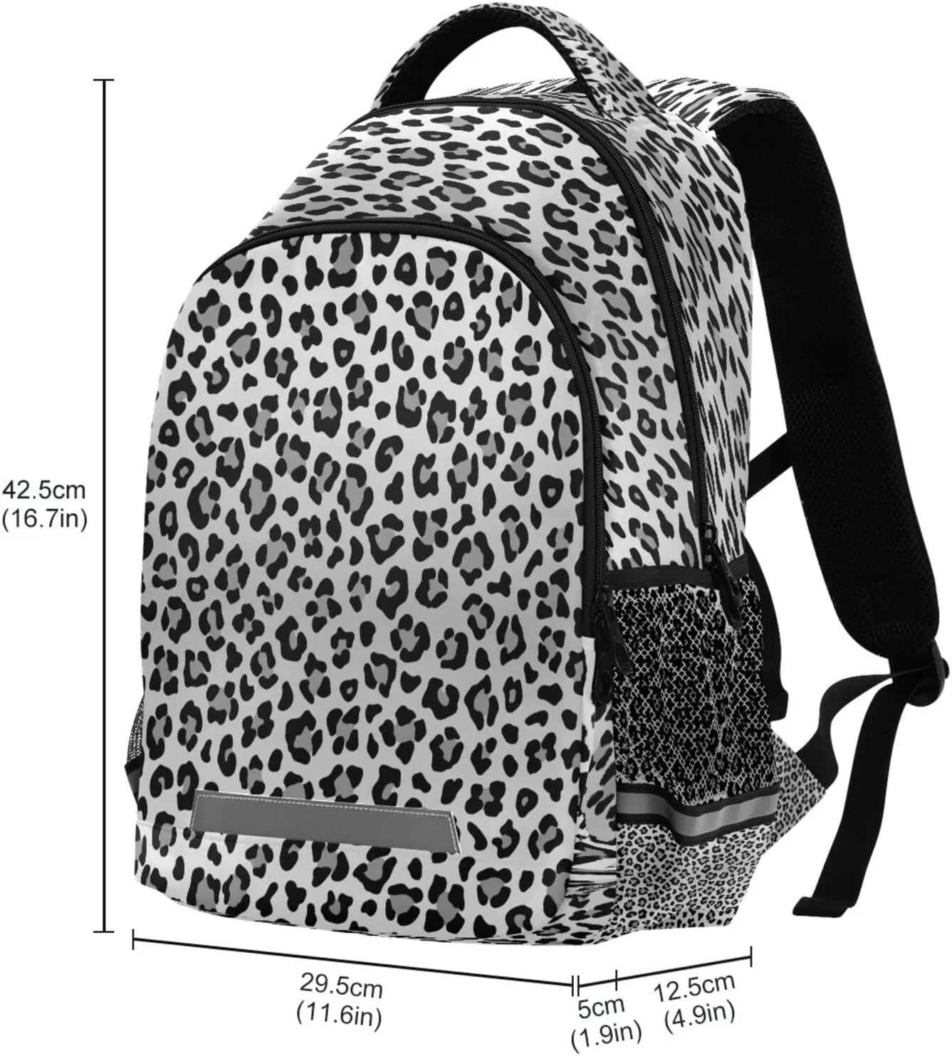 Kcldeci Backpack for Girls-Boys Animal Leopard Gray Colors Middle-School Elementary Bookbags School Book Bag Travel Bag