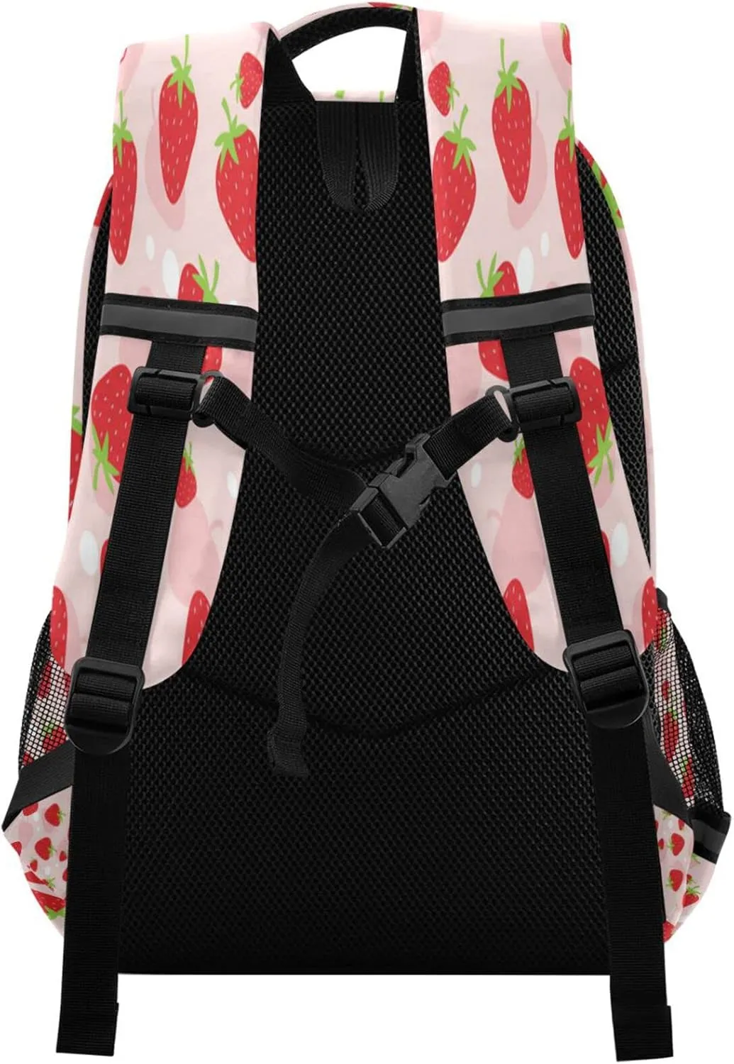 Kcldeci Pink Strawberry Kids Backpack for Girls Boys Strawberries Fruit Middle-School Backpacks Elementary Bookbags School Book Bag Travel Bag