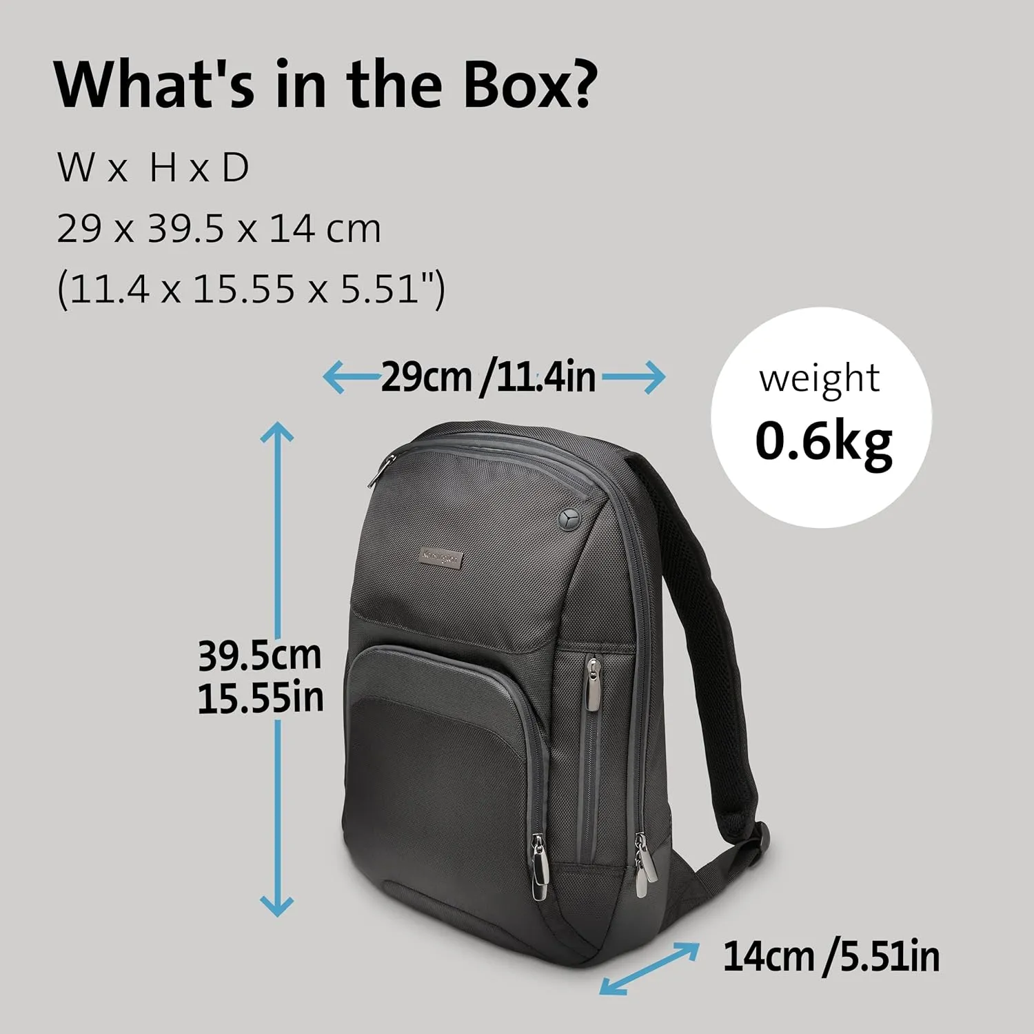 Kensington Triple Trek Slim Laptop Backpack for MacBooks, Chromebooks, Tablets & Ultrabooks up to 13-Inch-14-Inch (K62591AM), Black