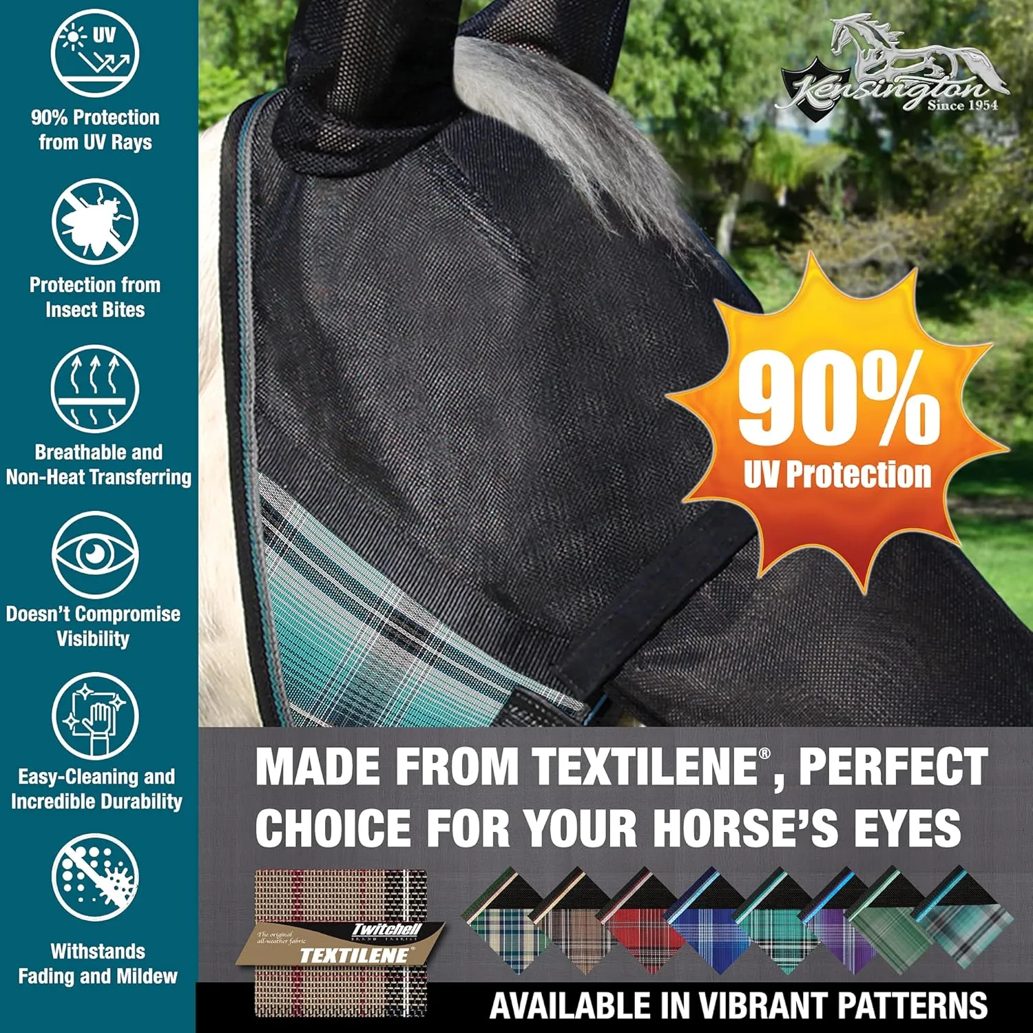 Kensington UViator CatchMask w/Ears & Removable Nose & Forelock Opening, Large, Atlantis