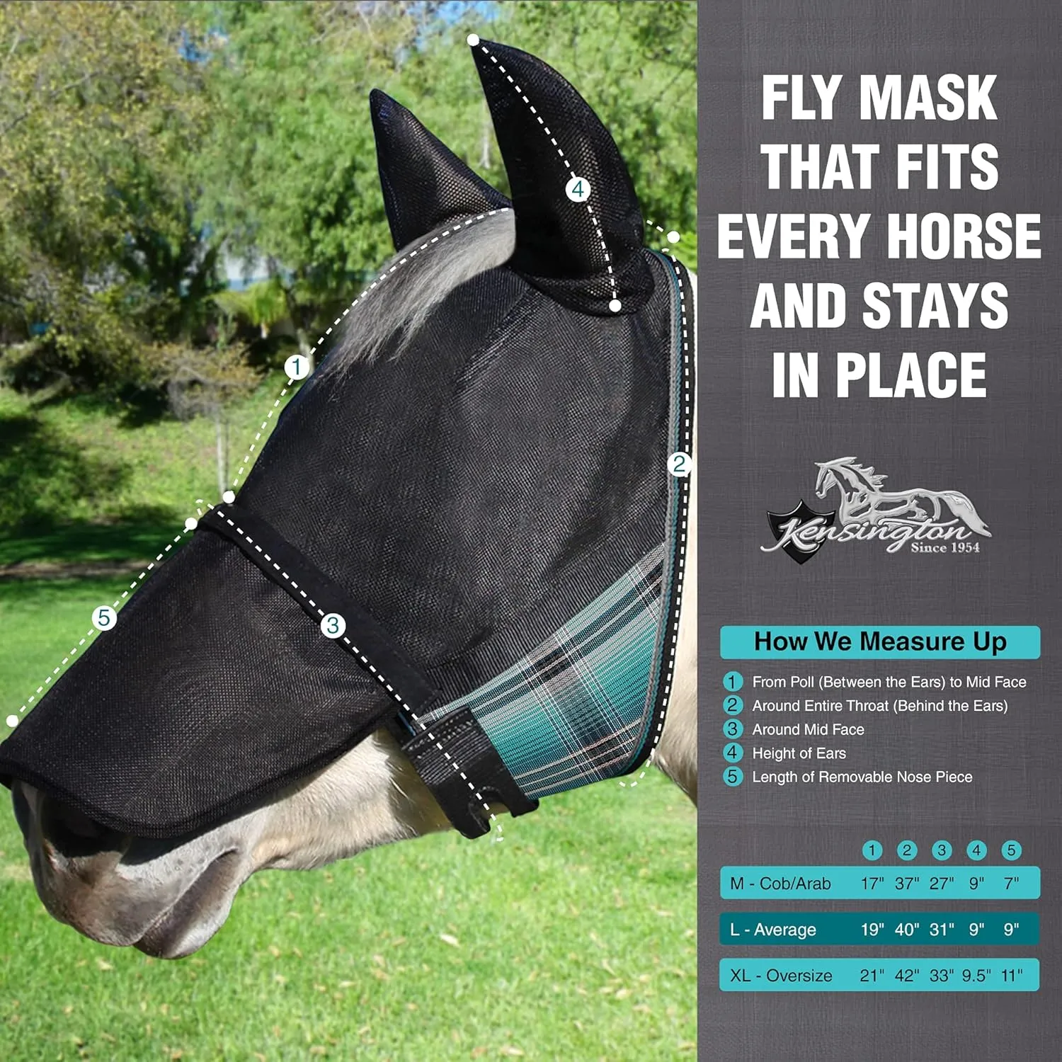 Kensington UViator CatchMask w/Ears & Removable Nose & Forelock Opening, Large, Atlantis