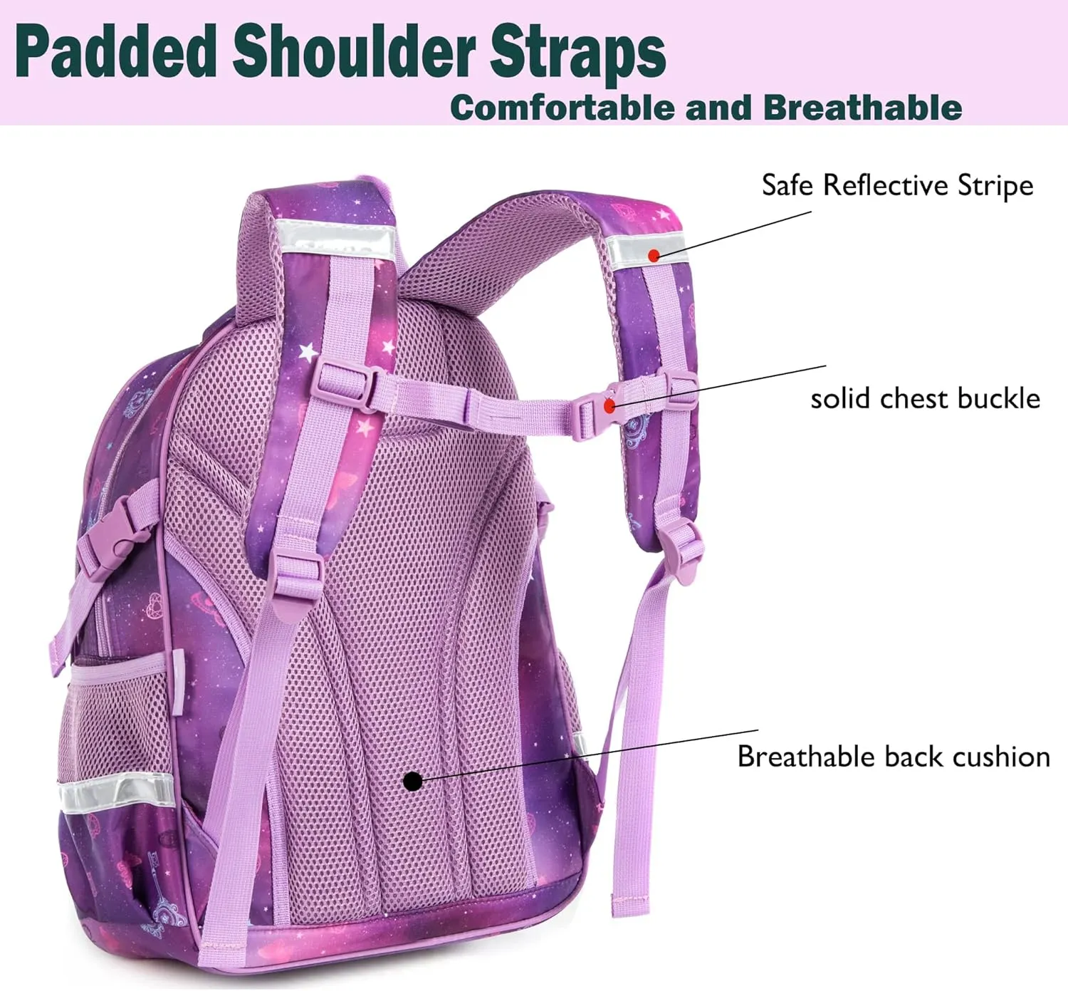 Kids Backpack 16 in School Bookbag with Insulated Lunch Box Pencil Case Lightweight Student Bookbag for Girls and Boys