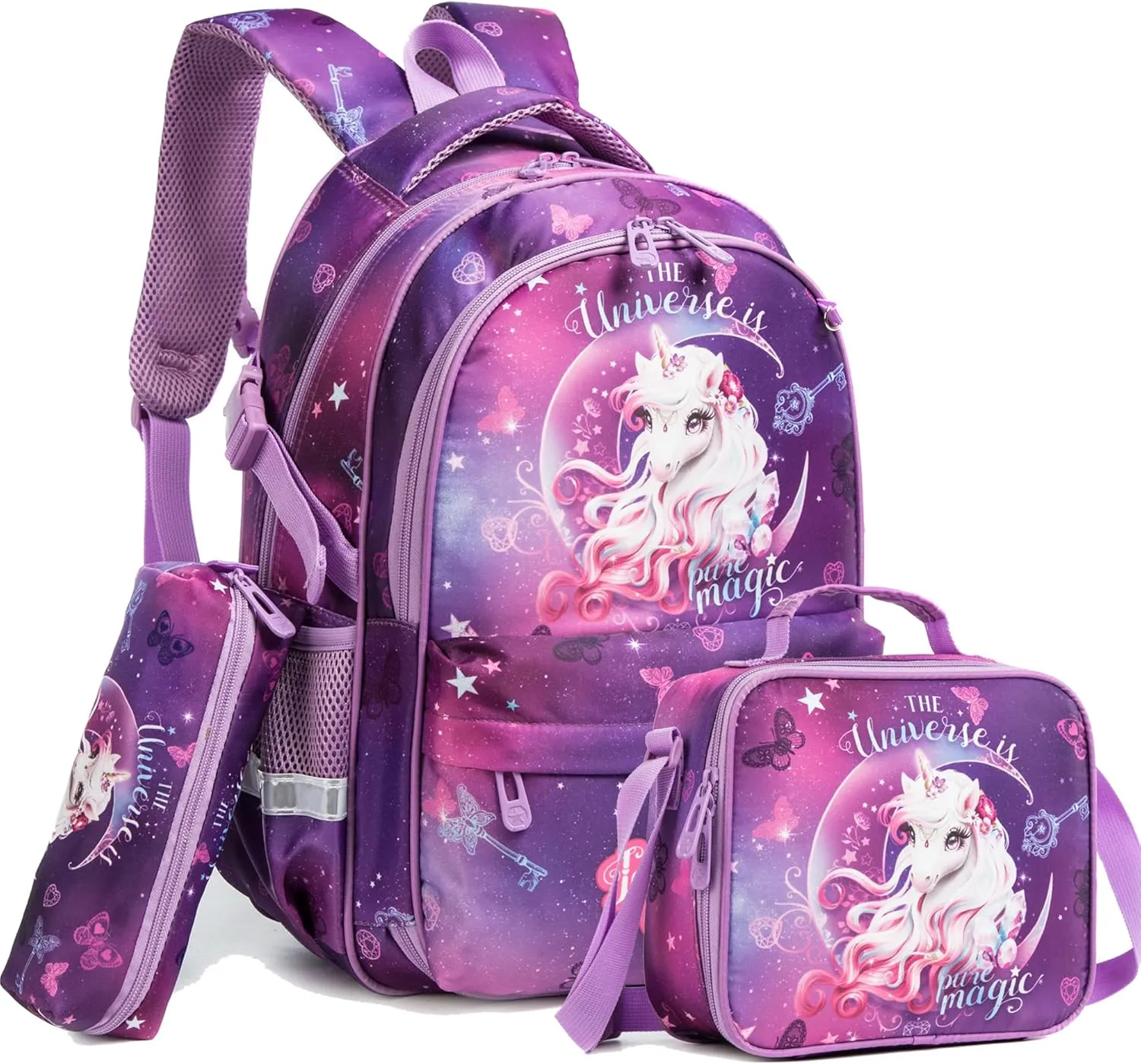Kids Backpack 16 in School Bookbag with Insulated Lunch Box Pencil Case Lightweight Student Bookbag for Girls and Boys