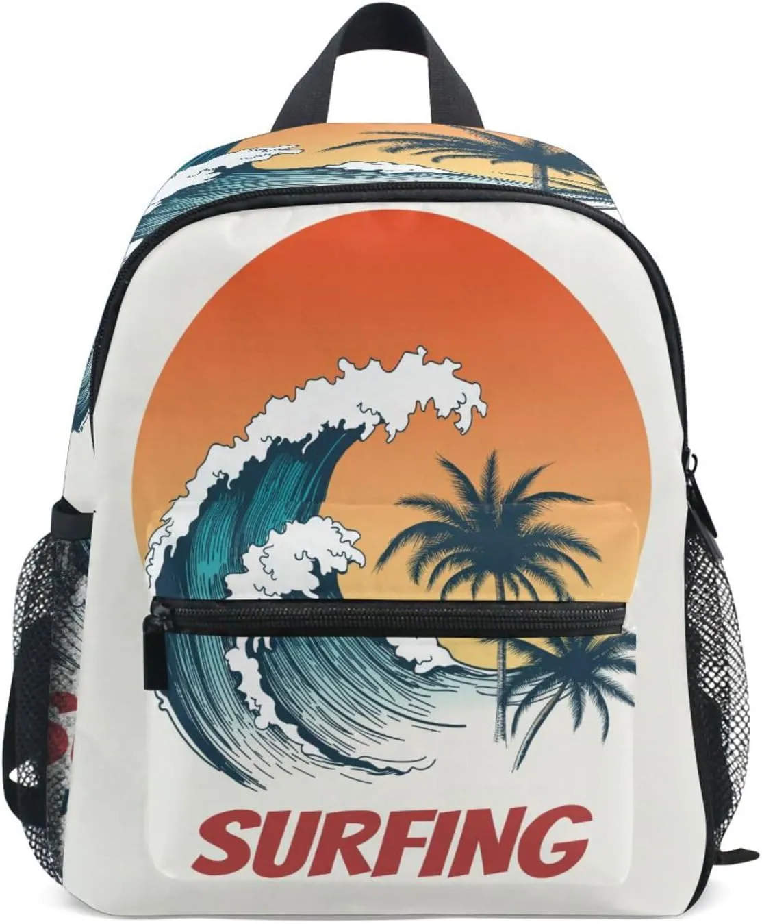 Kids Backpack Surfer Big Wave Retro Todder Backpack Lightweight Preschool Kindergarten Book Bag Practical and Durable Daycare Bag for Travel,Toys
