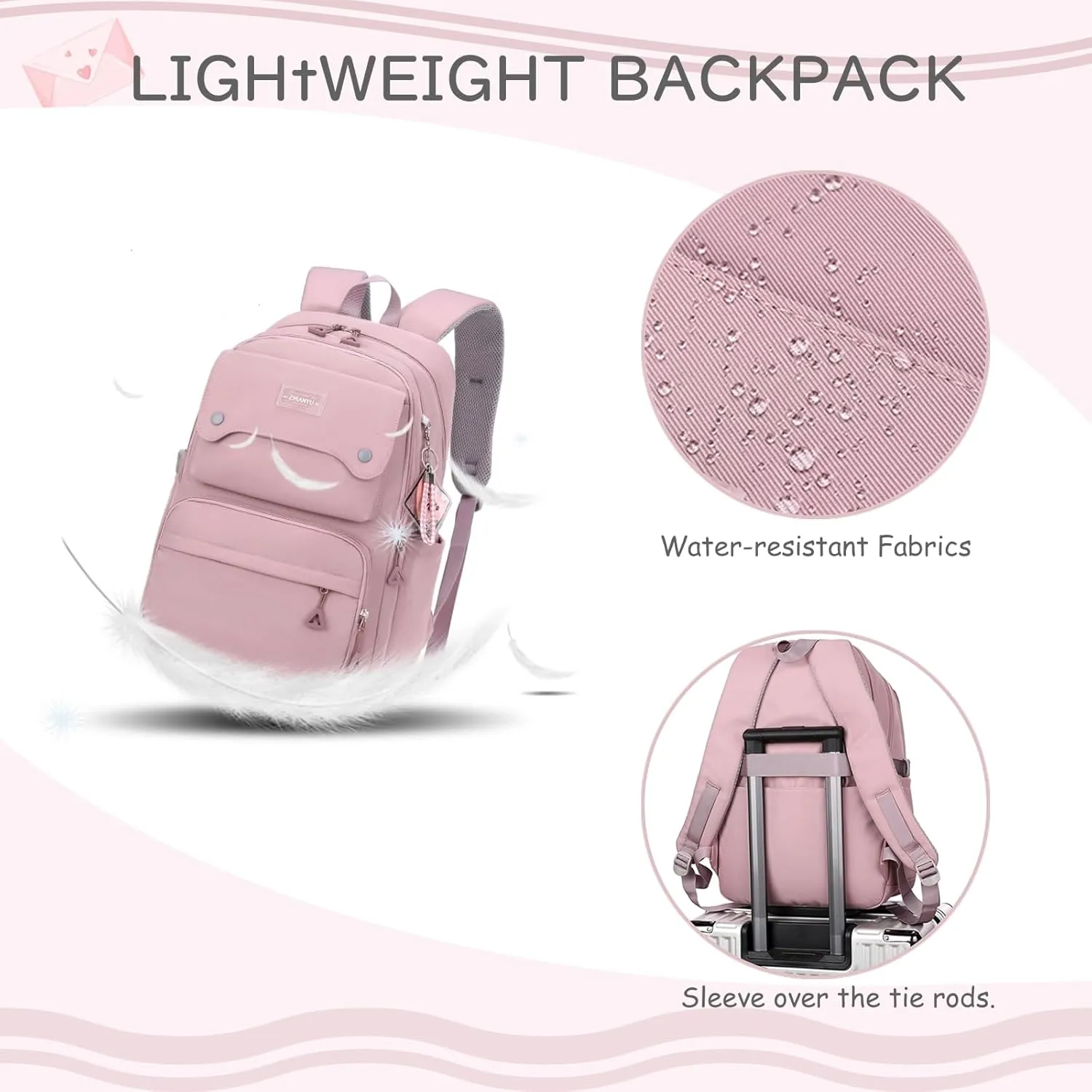 Kids Casual Backpack Solid Color Girls Elementary and Middle School Bag Teenage Travel Bag Waterproof Book Bag