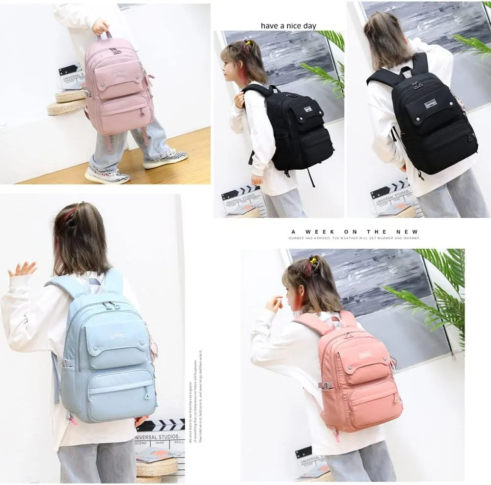 Kids Casual Backpack Solid Color Girls Elementary and Middle School Bag Teenage Travel Bag Waterproof Book Bag
