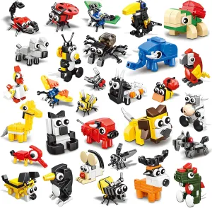 Kids Party Favors 30 Packs Animals Building Blocks Set - 758 PCS Building Blocks Toy for Classroom Prizes Stocking Stuffers Game Rewards Party Favors Treasure Box Toys