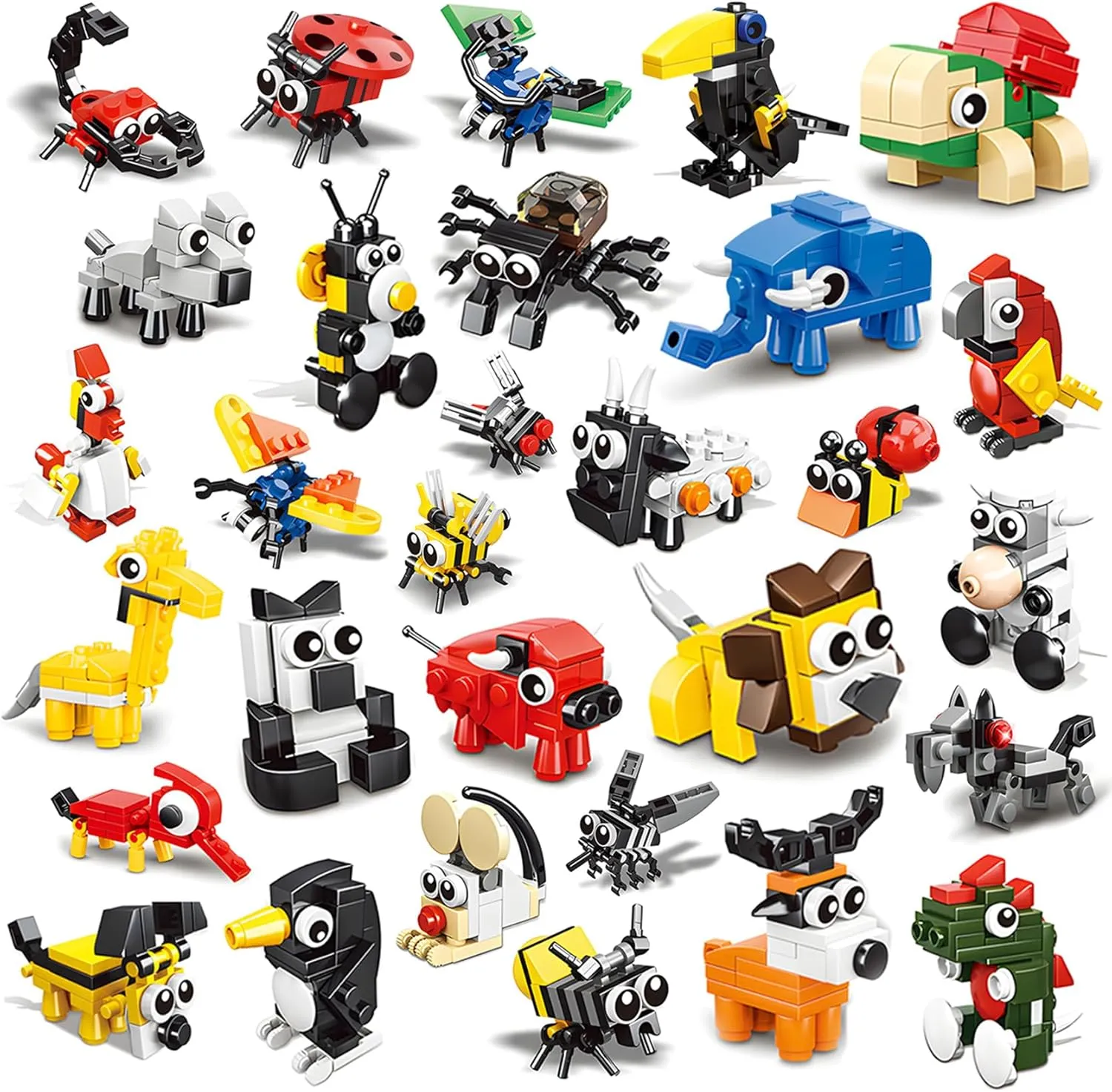Kids Party Favors 30 Packs Animals Building Blocks Set - 758 PCS Building Blocks Toy for Classroom Prizes Stocking Stuffers Game Rewards Party Favors Treasure Box Toys