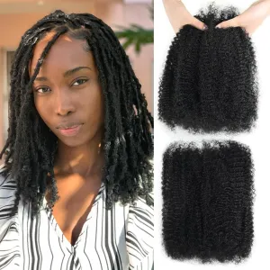 Kinky Human Hair 14 Inch Nature Black Afro Kinkys Bulk Human Hair for Dreadlocks Extensions Repair Locs and Mini Twist