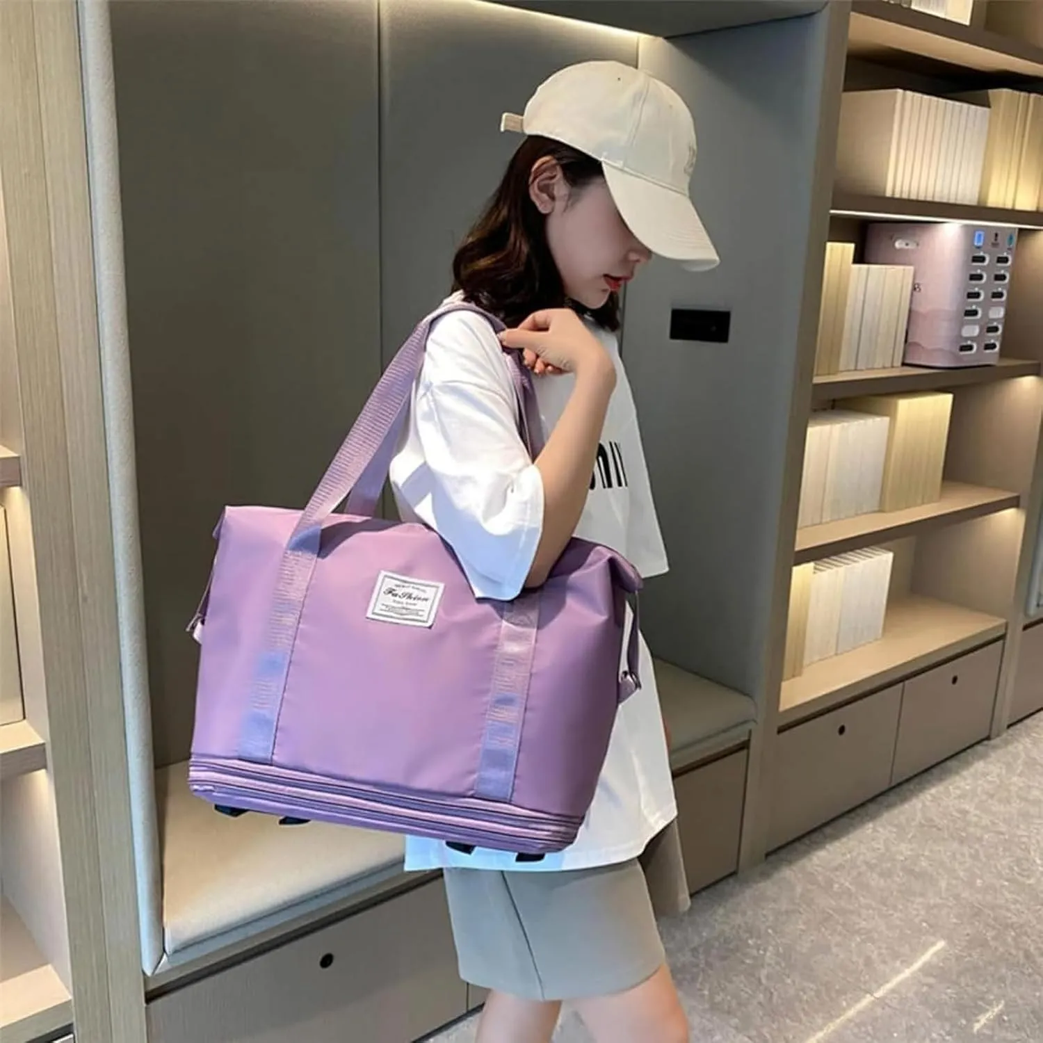 Klarson Expandable Bag With Wheels, Large Capacity Travel Bag With Universal Wheels, Breathable, Waterproof (fuchsia,57cm*22cm*66cm)