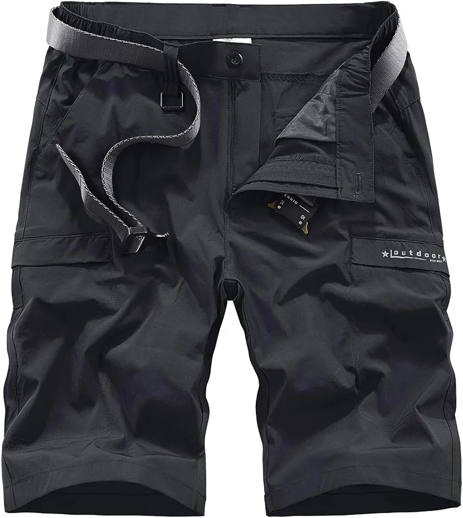 Kolongvangie Men's Outdoor Comfy Lightweight Quick Dry Stretchy Cargo Shorts with Multi Pockets (No Belt)