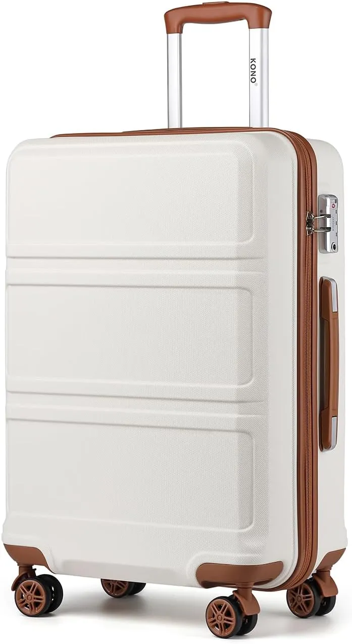 Kono 20'' Carry on Luggage Lightweight with Spinner Wheel TSA Lock Hardside Luggage Airline Approved Carry on Suitcase Cream White