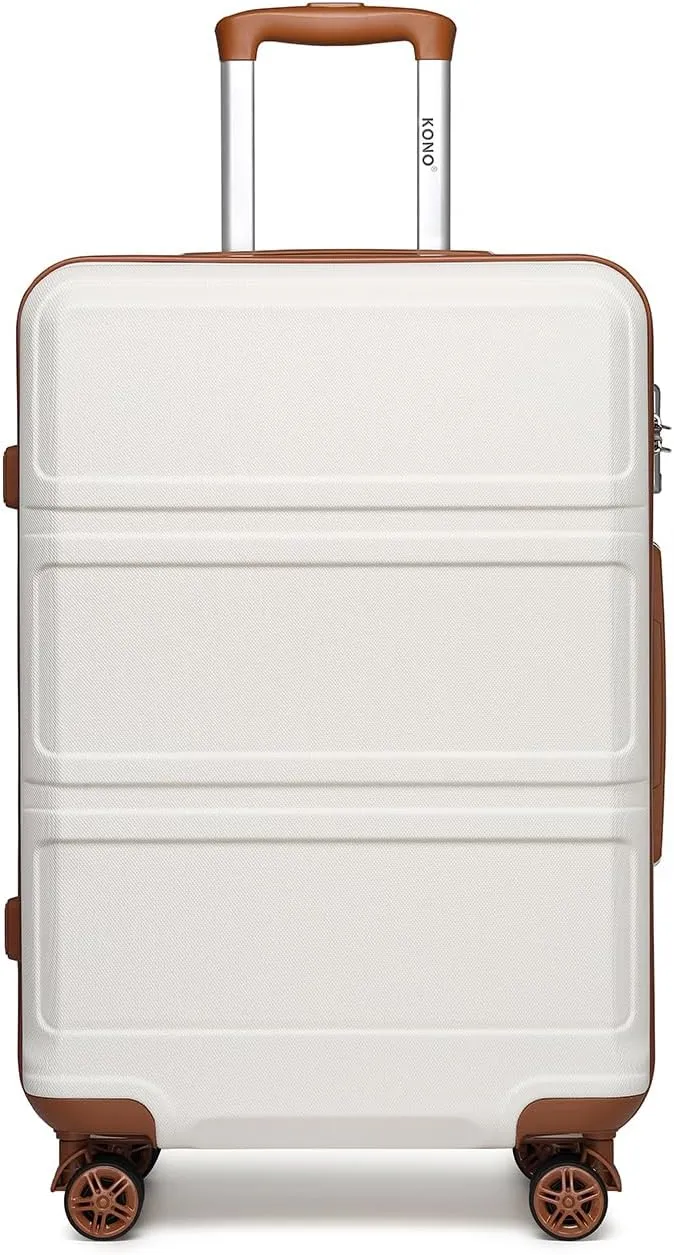 Kono 20'' Carry on Luggage Lightweight with Spinner Wheel TSA Lock Hardside Luggage Airline Approved Carry on Suitcase Cream White