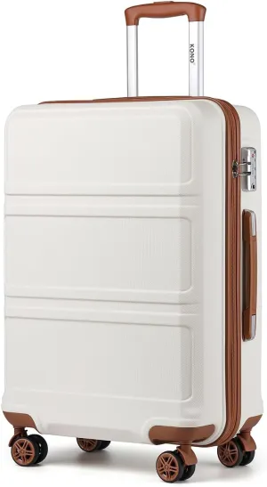 Kono 20'' Carry on Luggage Lightweight with Spinner Wheel TSA Lock Hardside Luggage Airline Approved Carry on Suitcase Cream White
