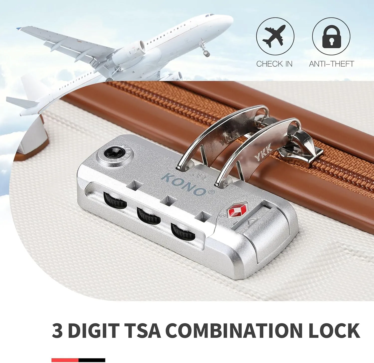 Kono 20'' Carry on Luggage Lightweight with Spinner Wheel TSA Lock Hardside Luggage Airline Approved Carry on Suitcase Cream White