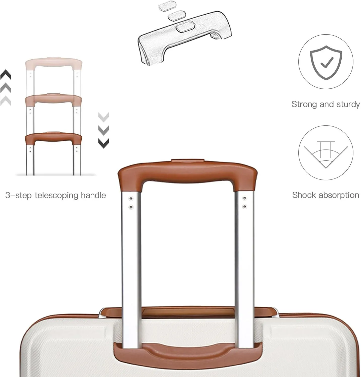 Kono 20'' Carry on Luggage Lightweight with Spinner Wheel TSA Lock Hardside Luggage Airline Approved Carry on Suitcase Cream White