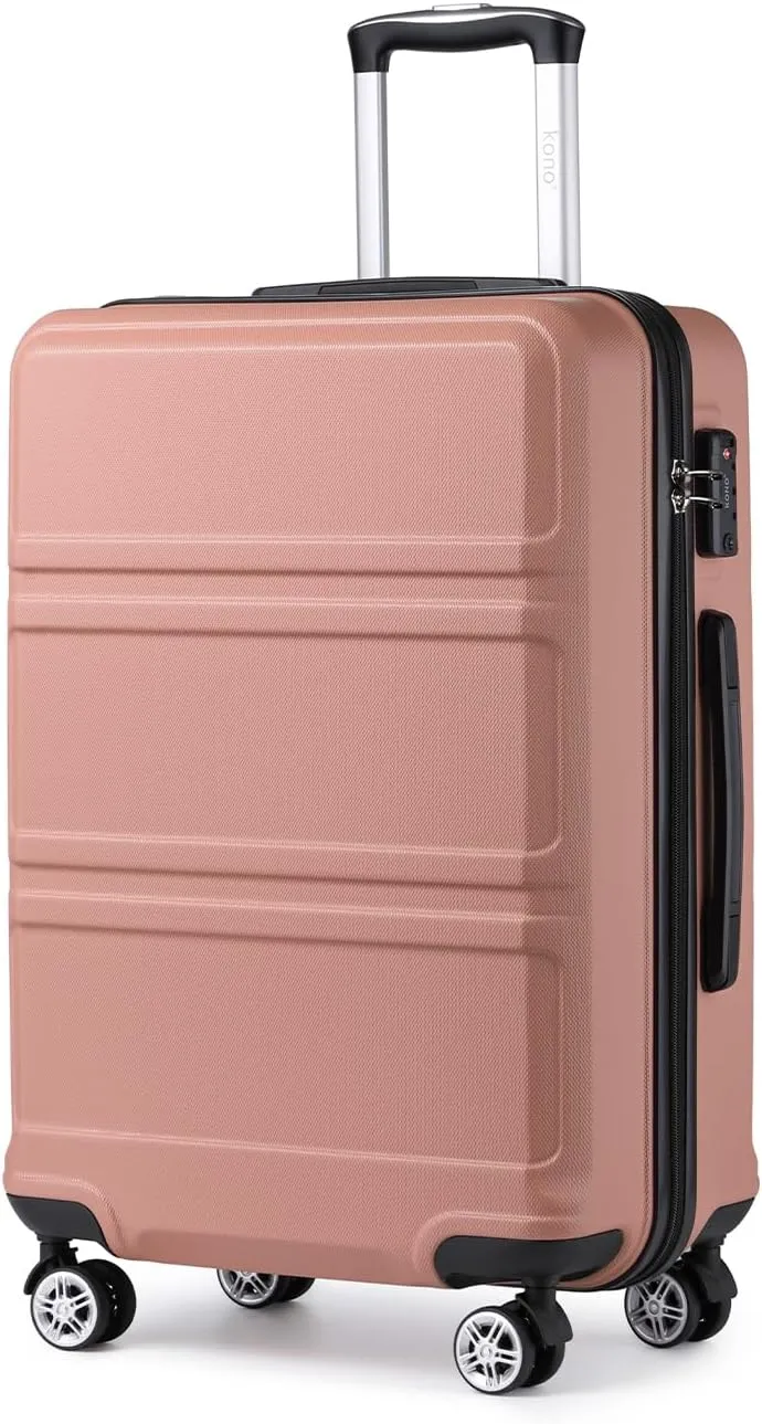 Kono 20'' Carry on Luggage Lightweight with Spinner Wheel TSA Lock Hardside Luggage Airline Approved Carry on Suitcase Nude/Rose Gold