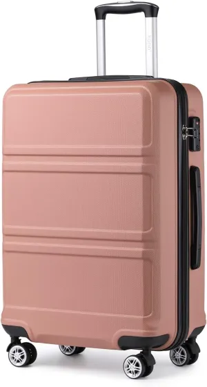 Kono 20'' Carry on Luggage Lightweight with Spinner Wheel TSA Lock Hardside Luggage Airline Approved Carry on Suitcase Nude/Rose Gold