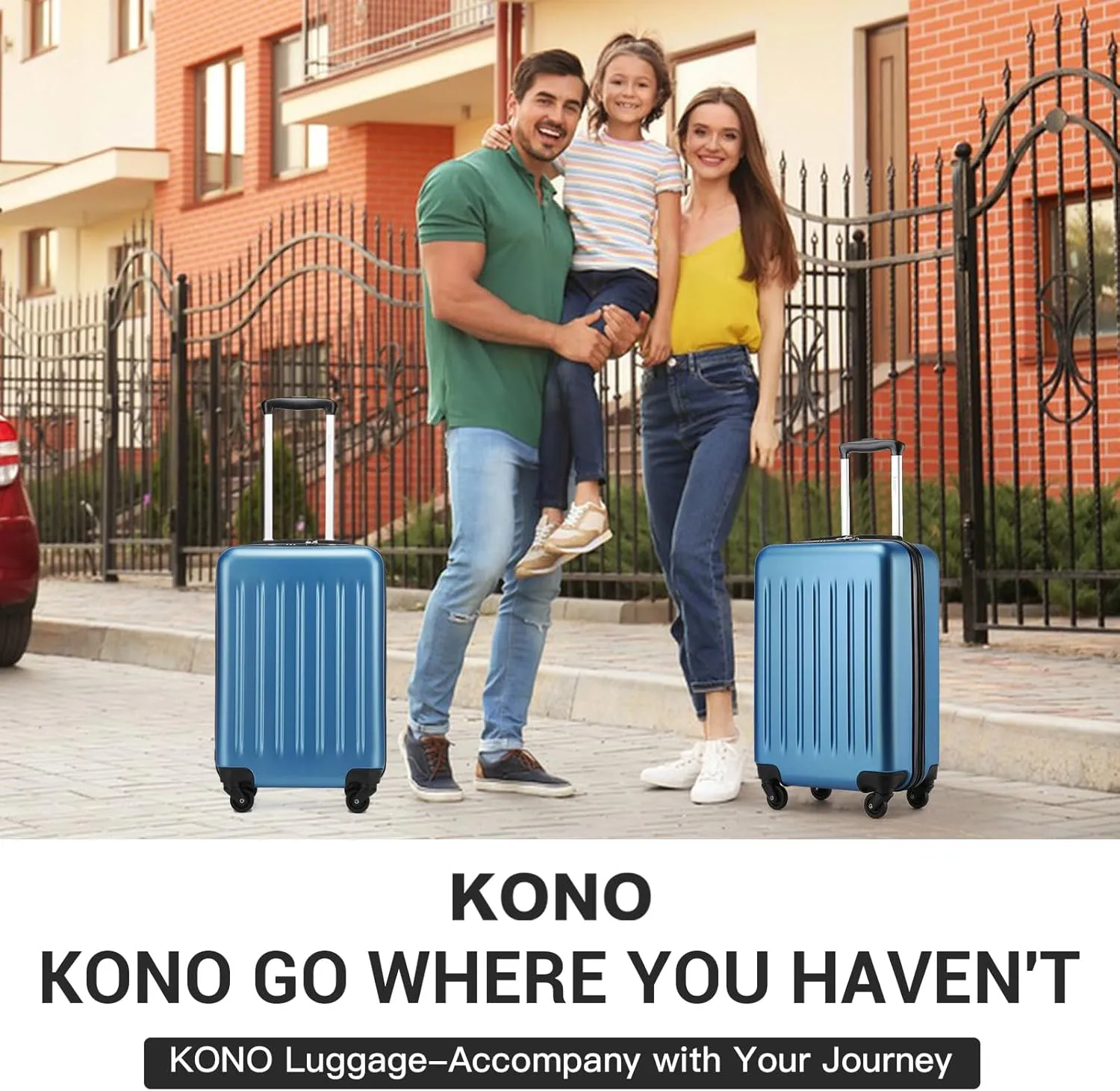 Kono 20-Inch Small Hardside Carry-on Suitcase with Spinner Wheels, Lightweight Rolling Cabin Suitcase for Airplane Travel (Navy, for 1-3 Days of Travel)