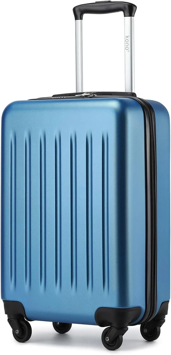 Kono 20-Inch Small Hardside Carry-on Suitcase with Spinner Wheels, Lightweight Rolling Cabin Suitcase for Airplane Travel (Navy, for 1-3 Days of Travel)