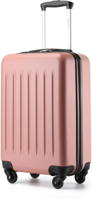 Kono Small Carry on Suitcase 20 Inch Hardside Carry on Luggage Suitcase with Spinner Wheels, Lightweight Rolling Cabin Suitcase for Airplanes Travel (Rose Gold, For 1-3 Days Travel)