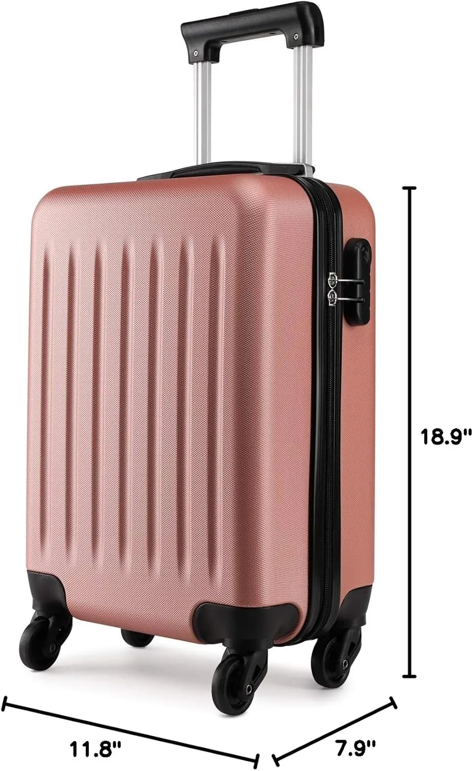 Kono Small Carry on Suitcase 20 Inch Hardside Carry on Luggage Suitcase with Spinner Wheels, Lightweight Rolling Cabin Suitcase for Airplanes Travel (Rose Gold, For 1-3 Days Travel)