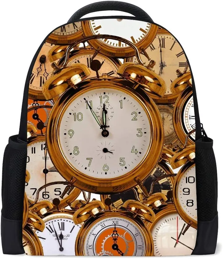 Kuizee Classic Backpack Adjustable Padded Shoulder Straps Daypack ﻿Time Clock Book Bag Casual Bags Durable College School Daily 16Inch