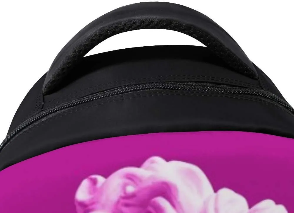 Kuizee Classic Backpack Schoolbag Adjustable Padded Shoulder Straps Daypack ﻿Plaster Head Sculpture Pink Retro Art Trendy Vaporwave Casual Bags Durable College Daily 16Inch