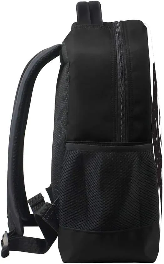 Kuizee Classic Backpack Schoolbag Adjustable Padded Shoulder Straps Daypack ﻿Silhouette Witch Girl Hat With Crescent Moon Stars Black Casual Bags Durable College Daily 16Inch