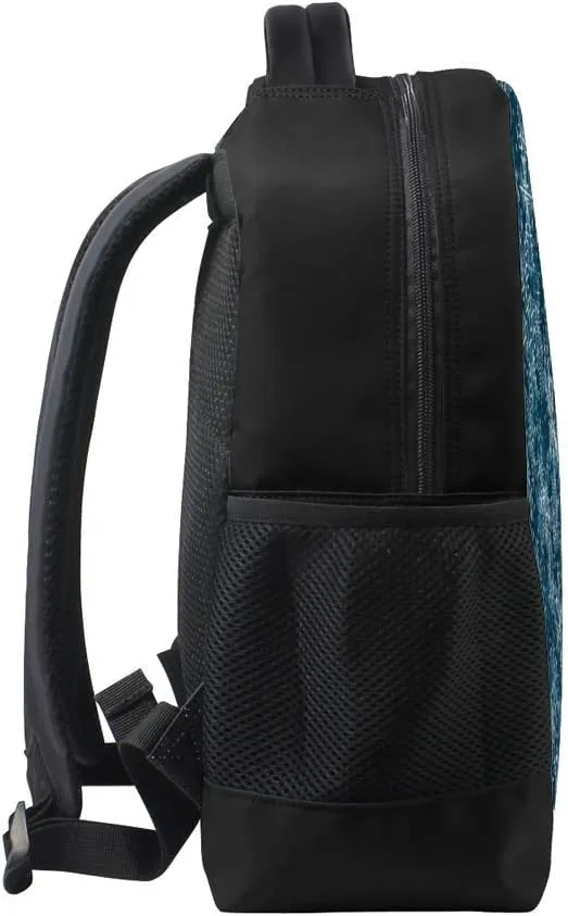 Kuizee Classic Backpack Schoolbag Adjustable Padded Shoulder Straps Daypack ﻿Winter Night Winter Snowflakes Snowfall Blue Casual Bags Durable College Daily 16Inch