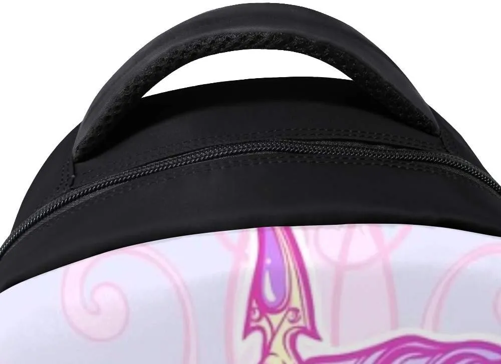 Kuizee Classic Backpack Schoolbag Adjustable Padded Shoulder Straps Daypack ﻿Zodiac Nouveau Virgo Sign Fantastic Astrology Pastel Pink Casual Bags Durable College Daily 16Inch