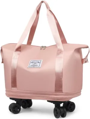 Kulken Travel Bag with Wheels, 2025 New Large Capacity Travel Bag - Universal Wheel Removable, Expandable Luggage Bags (Pink)